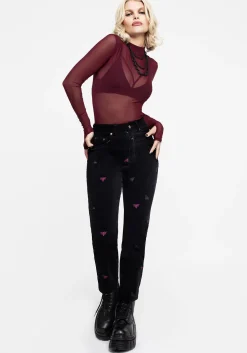Styx Moth Embroidered Cord Trousers