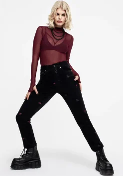 Styx Moth Embroidered Cord Trousers