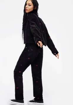 Styx Moth Embroidered Cord Shacket