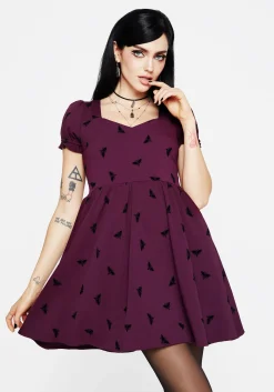 Styx Moth Flocked Velour Print Mini Dress