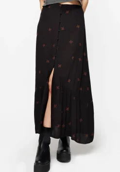 Sublime Witches Knot Embroidered Button Down Midaxi Skirt