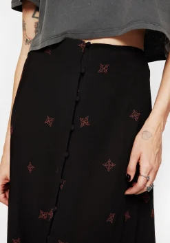Sublime Witches Knot Embroidered Button Down Midaxi Skirt