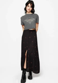 Sublime Witches Knot Embroidered Button Down Midaxi Skirt