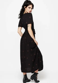 Sublime Witches Knot Embroidered Button Up Midi Dress