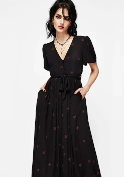 Sublime Witches Knot Embroidered Button Up Midi Dress