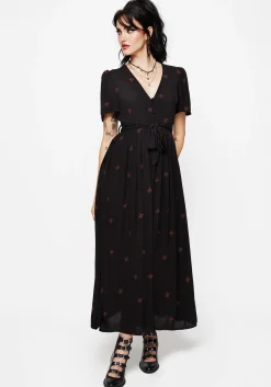 Sublime Witches Knot Embroidered Button Up Midi Dress