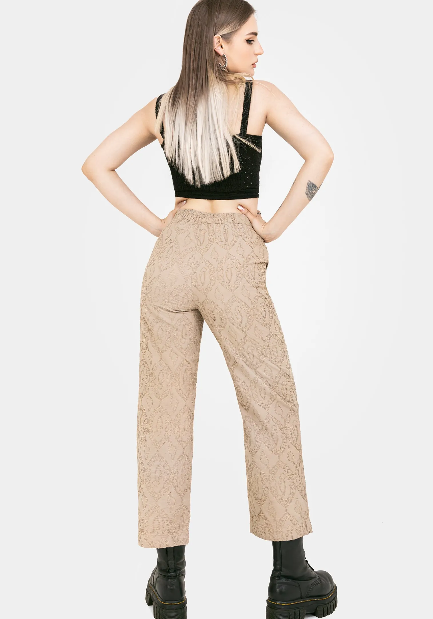 Suma Cotton Textured Pull On Tapered Trouser