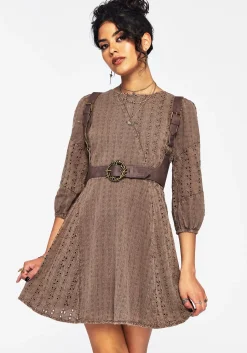 Summerisle Cotton Broderie Detail Mini Smock Dress