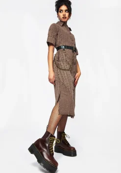 Summerisle Cotton Broderie Detail Tie Wrap Midi Shirt Dress