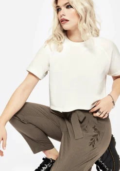 Sunne Moth Embroidered Boxy Crop Cotton Tee