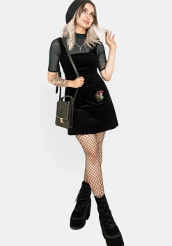Swamplife Embroidered Cord Mini Pinafore Dress