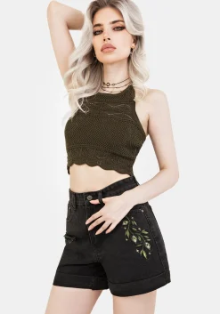 Swamplife Embroidered Denim Shorts