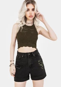 Swamplife Embroidered Denim Shorts