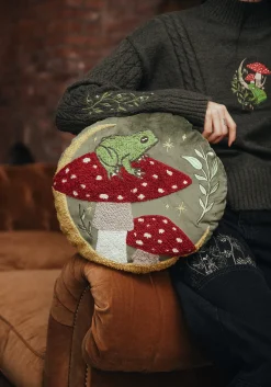 Swamplife Embroidered Velour Round Cushion