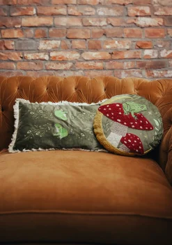 Swamplife Embroidered Velour Round Cushion