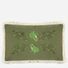 Swamplife Embroidered Velour Rectangle Fringe Cushion