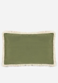 Swamplife Embroidered Velour Rectangle Fringe Cushion