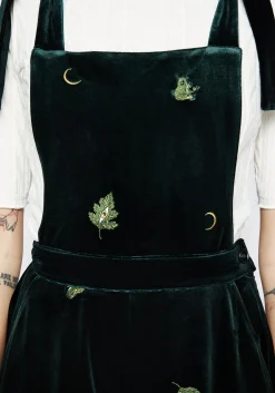 Swamplife Frog Embroidered Velour Wide Leg Dungarees