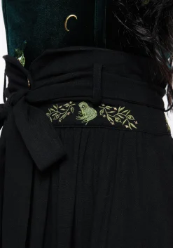 Swamplife Frog Embroidered Linen Blend High Waist Midaxi Skirt