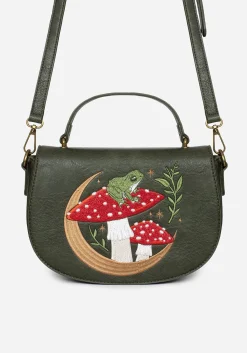 Swamplife Frog Embroidered Crossbody Saddle Bag