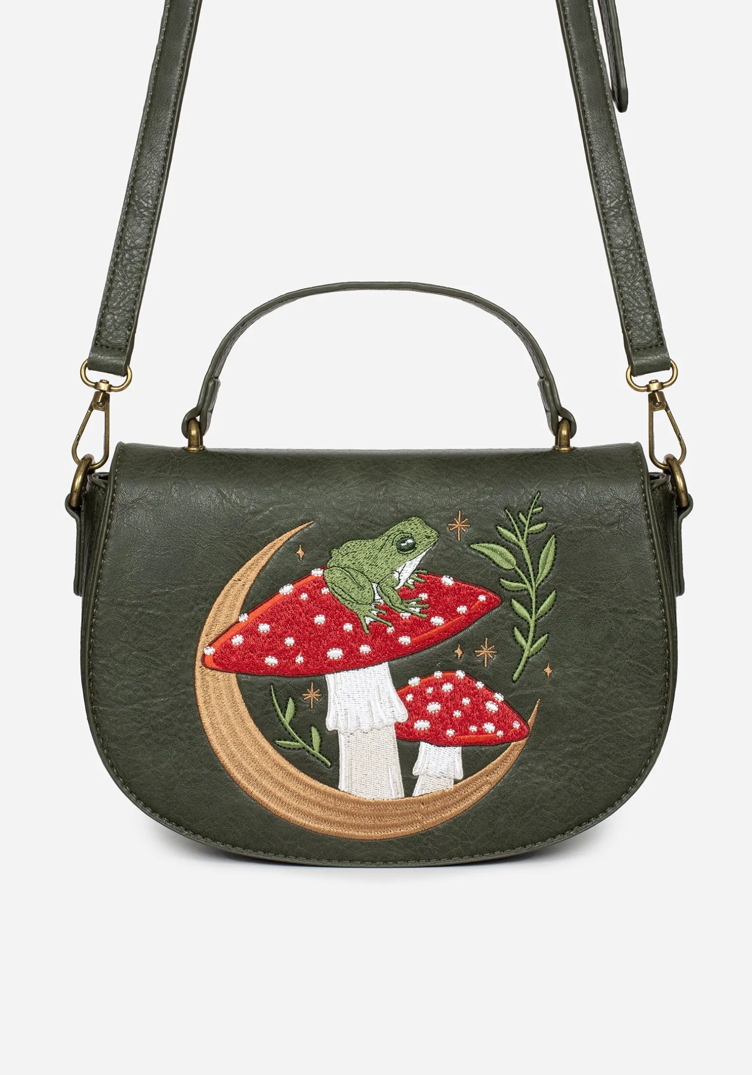 Swamplife Frog Embroidered Crossbody Saddle Bag