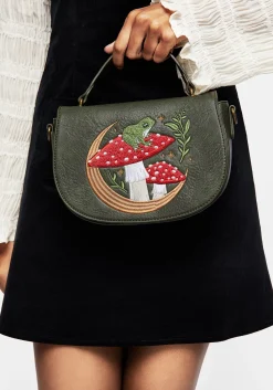 Swamplife Frog Embroidered Crossbody Saddle Bag