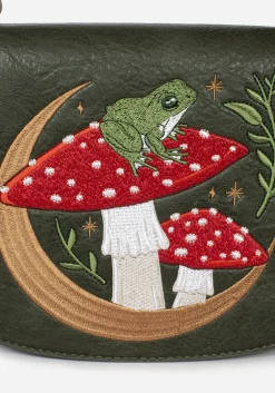 Swamplife Frog Embroidered Crossbody Saddle Bag