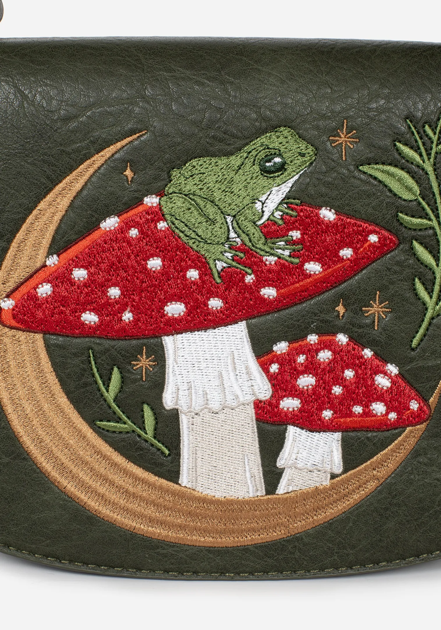 Swamplife Frog Embroidered Crossbody Saddle Bag