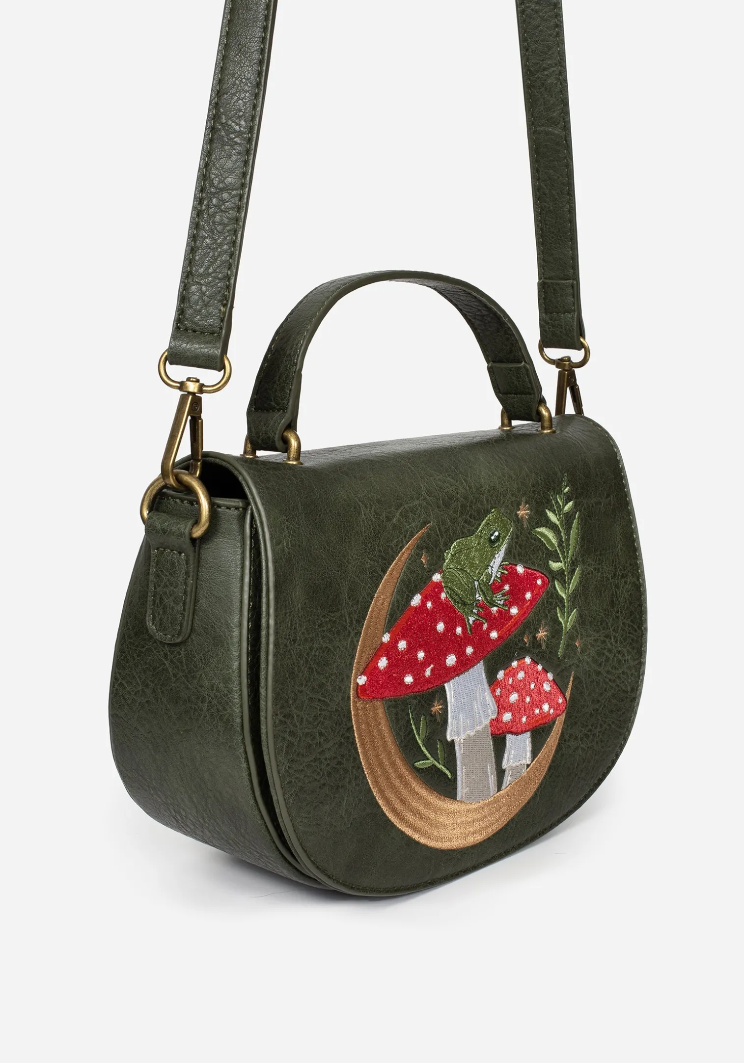 Swamplife Frog Embroidered Crossbody Saddle Bag