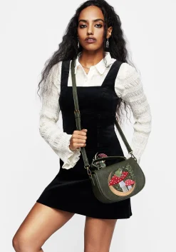 Swamplife Frog Embroidered Crossbody Saddle Bag