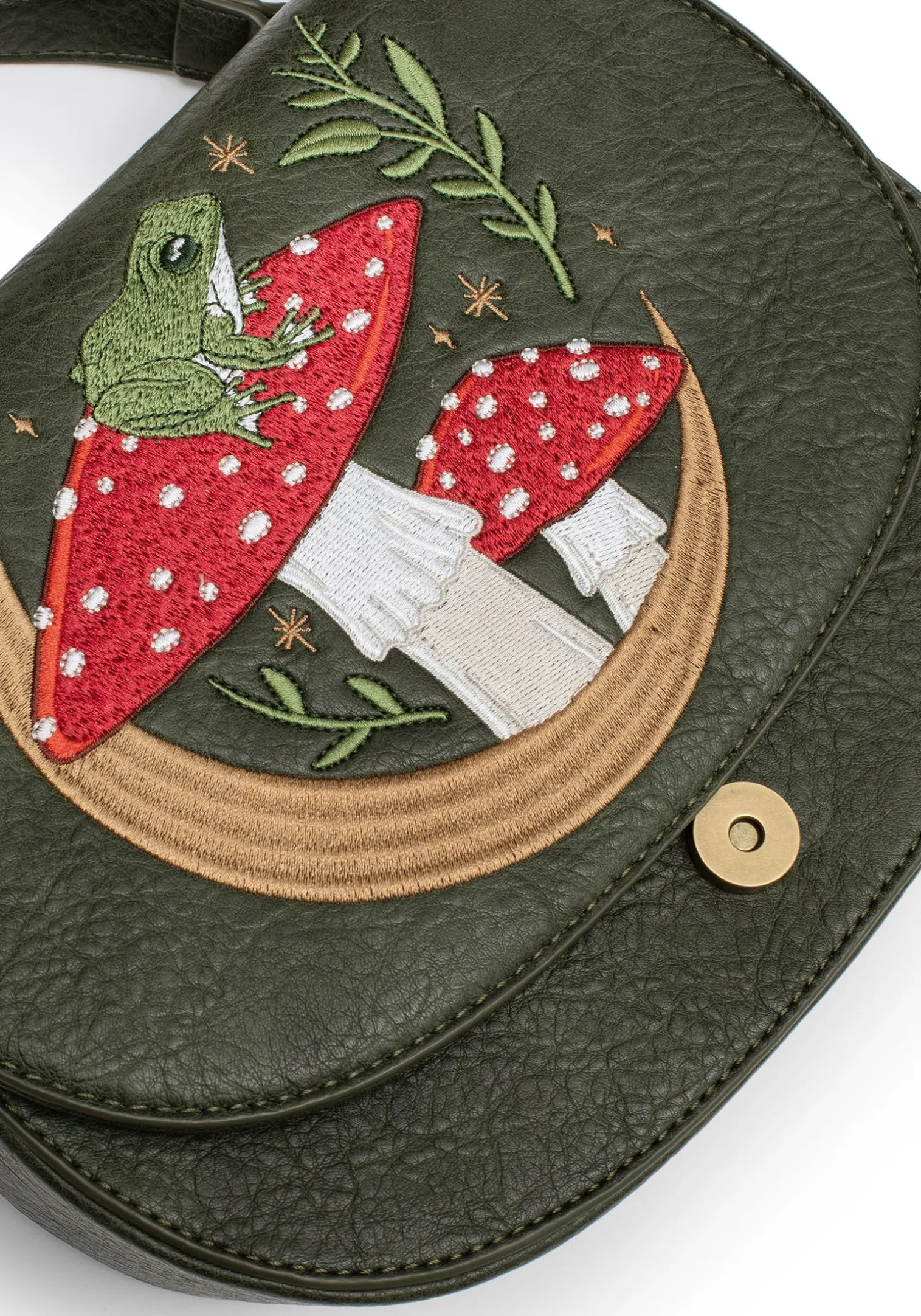 Swamplife Frog Embroidered Crossbody Saddle Bag