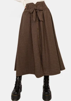 Sweetspire Check Tie Waist Midaxi Skirt