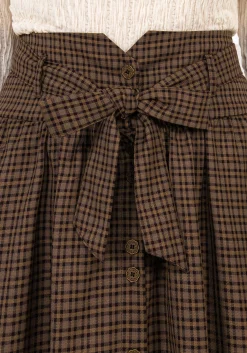 Sweetspire Check Tie Waist Midaxi Skirt