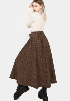 Sweetspire Check Tie Waist Midaxi Skirt