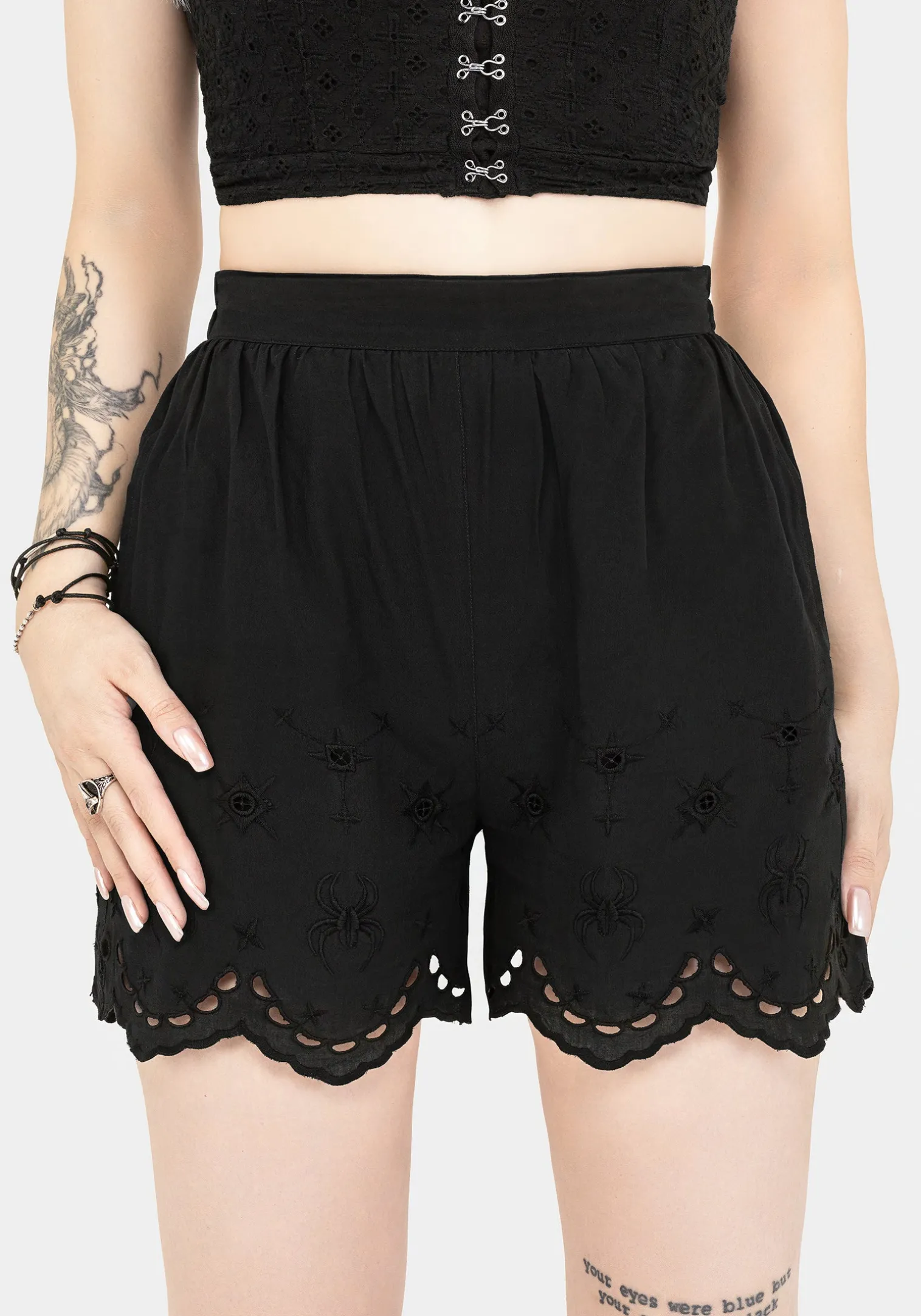 Synthweb Cotton Broderie Hem Shorts