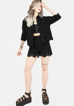 Synthweb Cotton Broderie Hem Shorts