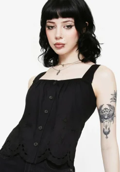 Synthweb Cotton Broderie Hem Cami Top