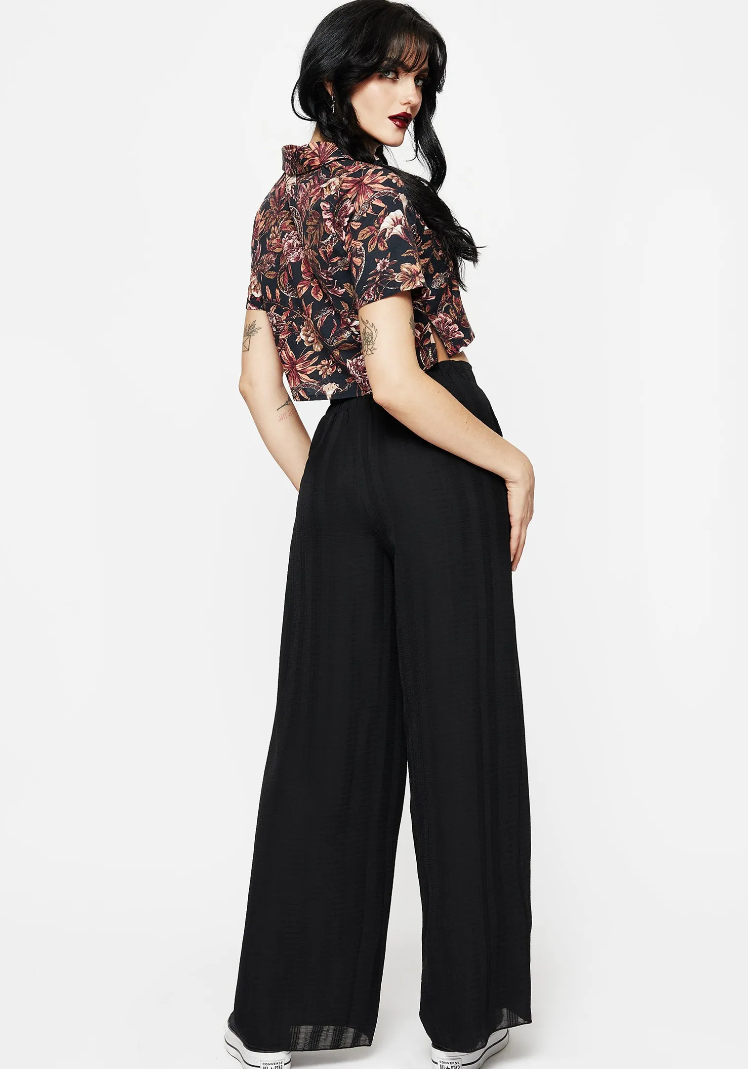 Tabitha Wide Leg Check Trousers