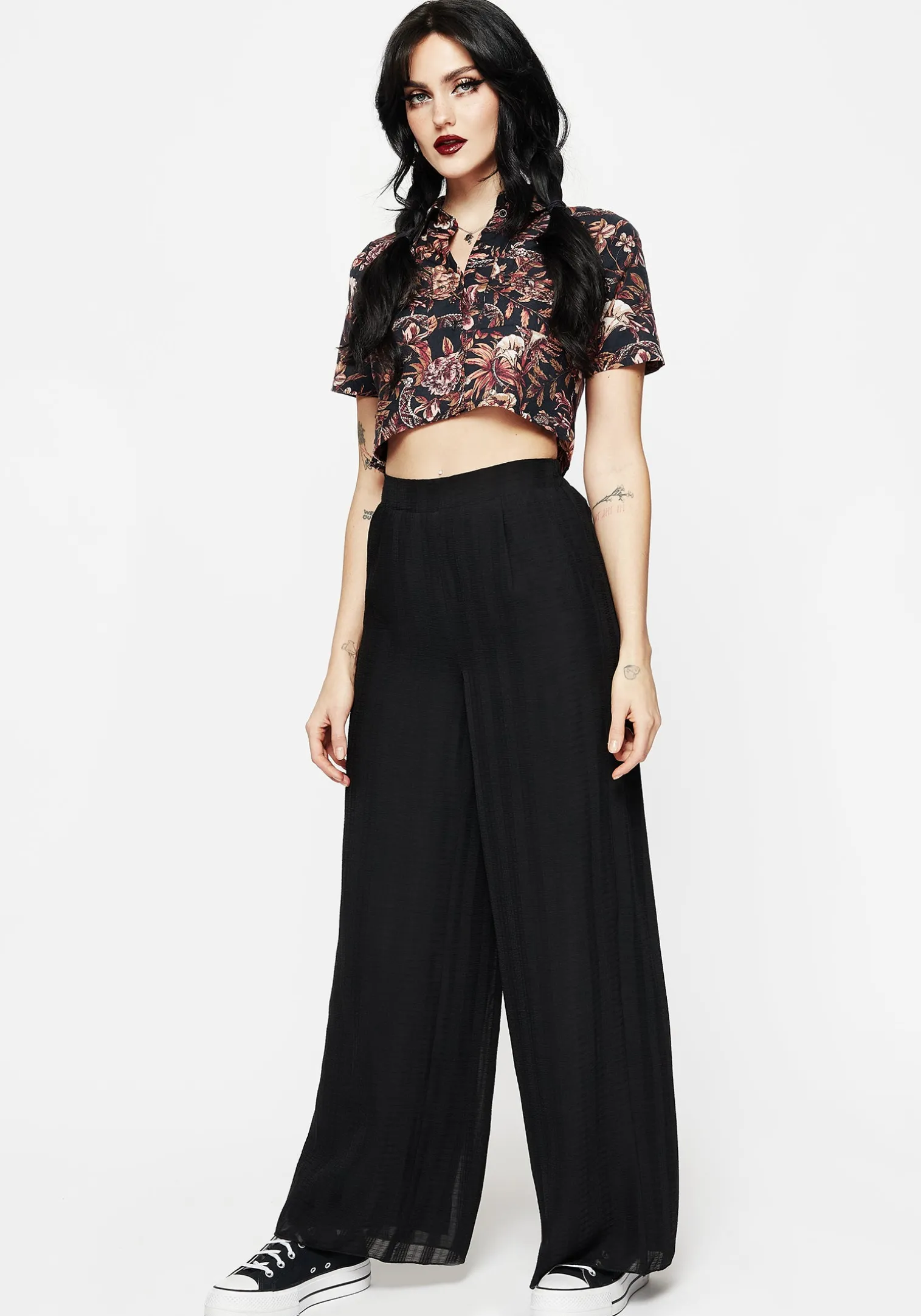 Tabitha Wide Leg Check Trousers