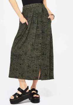 Taddea Cotton Side Button Up Maxi Skirt