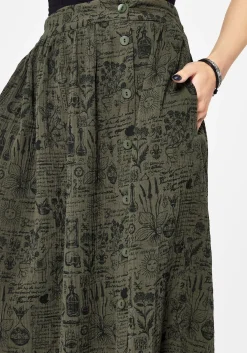 Taddea Cotton Side Button Up Maxi Skirt