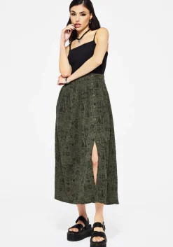 Taddea Cotton Side Button Up Maxi Skirt