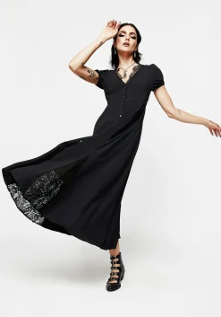 Taissa Floral Lace Button Up Midaxi Dress