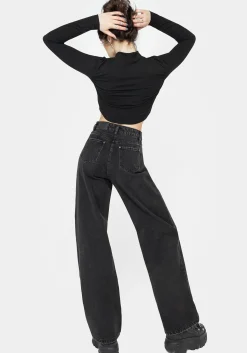Tarantism Embroidered Wide Leg Jeans