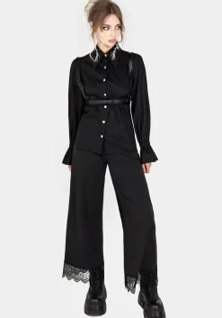 Tempora Embroidered Button Up Shirt - Black