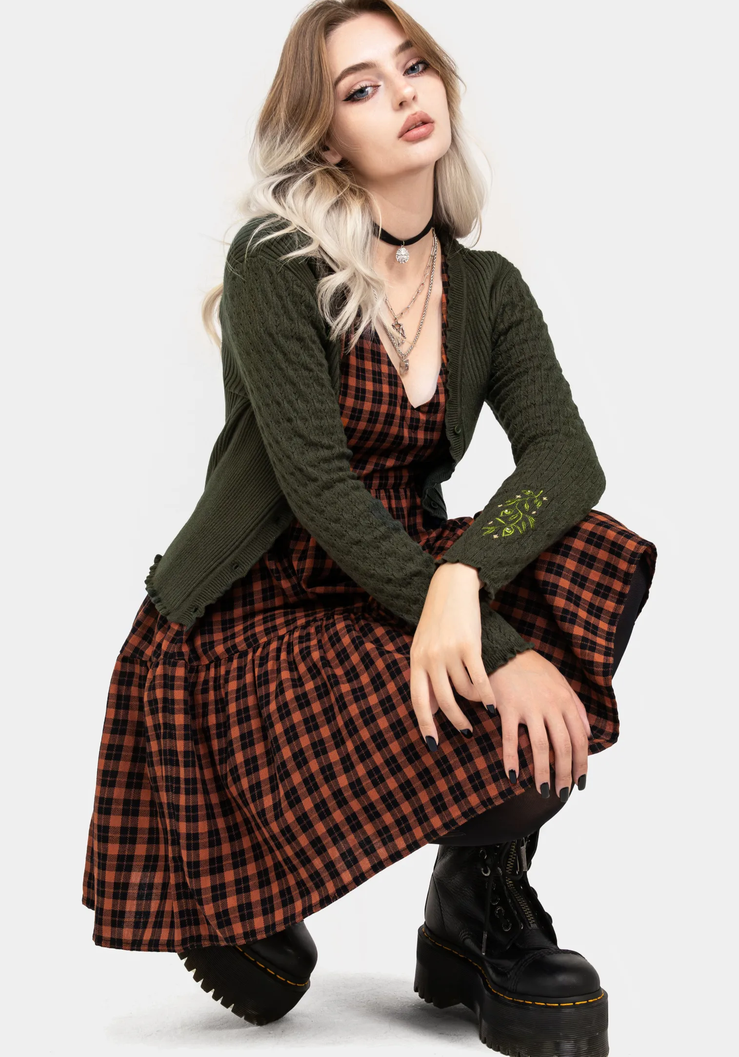 Terra Check Mini Smock Dress - Orange