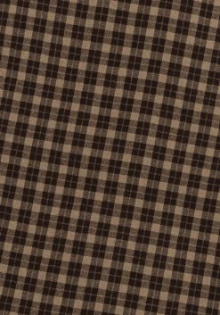Terra Cotton Check Midi Skirt - Brown