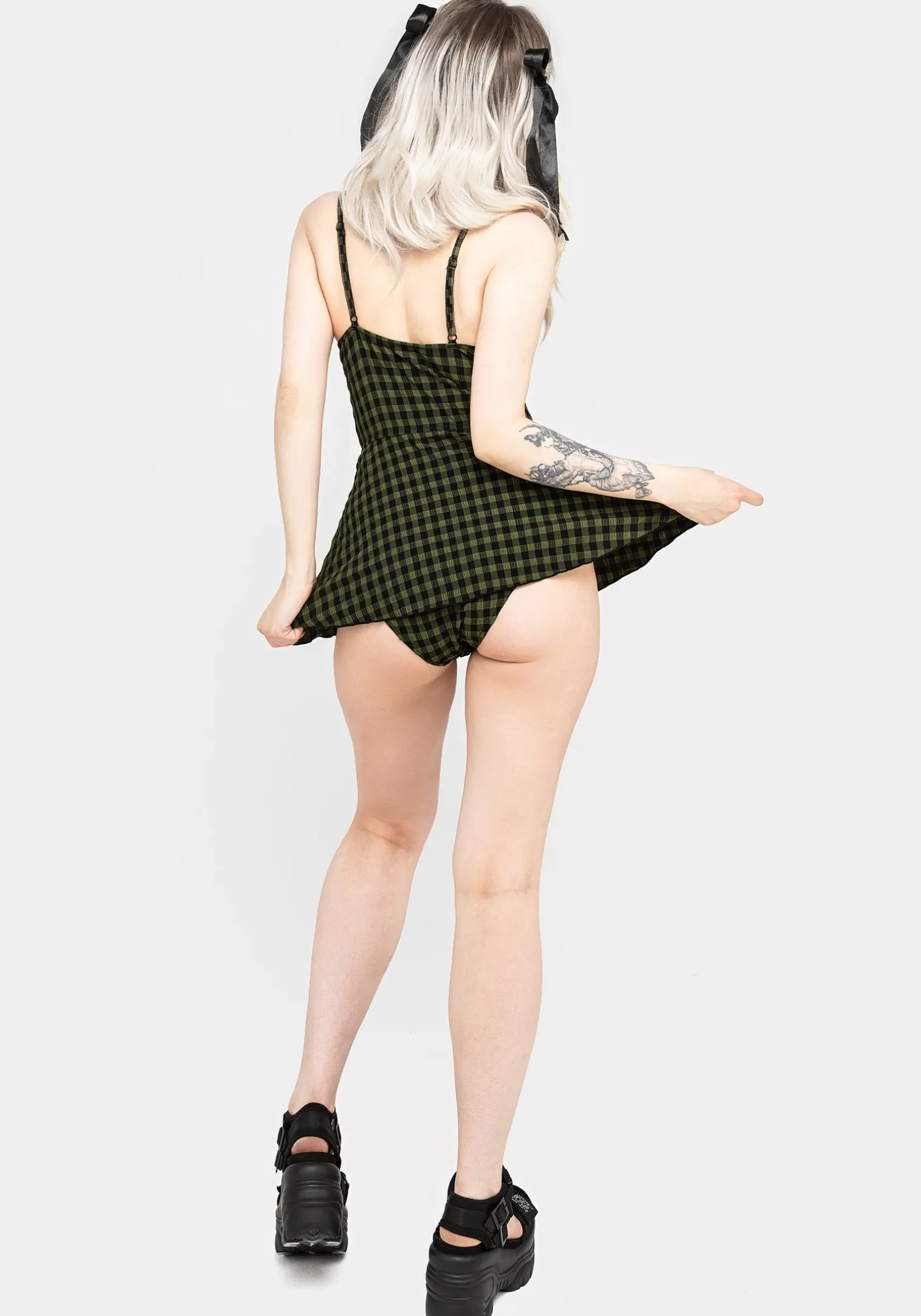 Terra Gingham Peplum Skirted Swimsuit