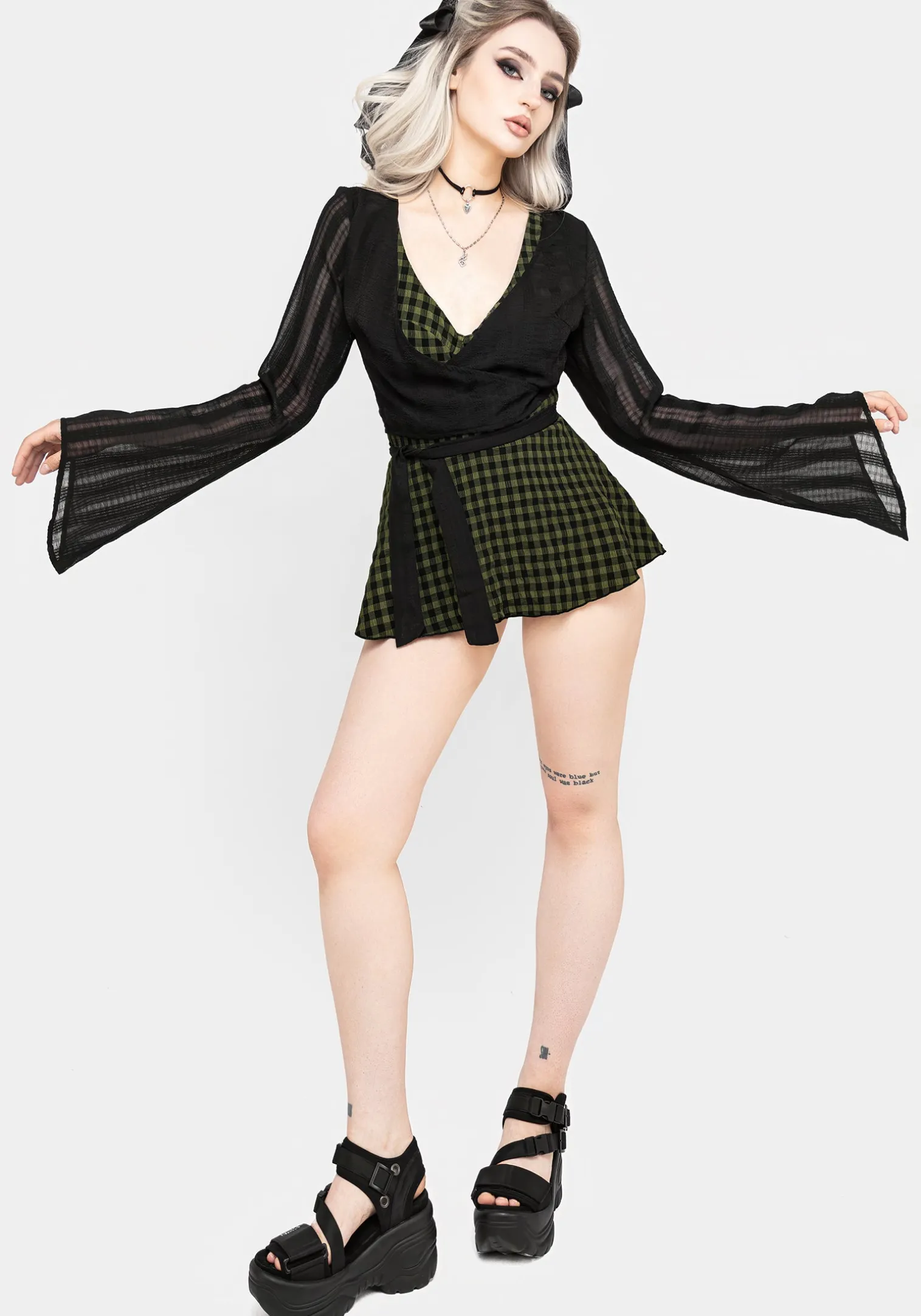 Terra Gingham Peplum Skirted Swimsuit