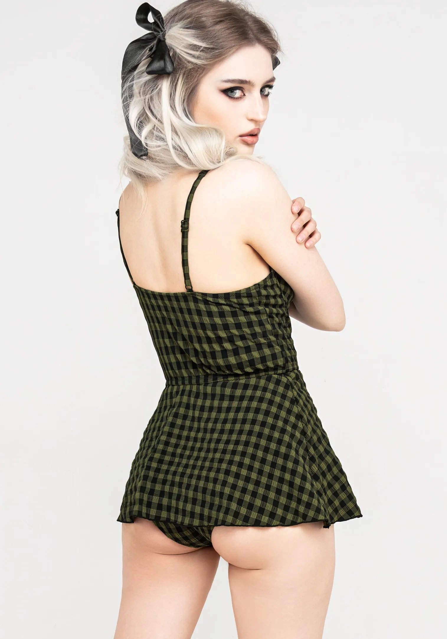 Terra Gingham Peplum Skirted Swimsuit
